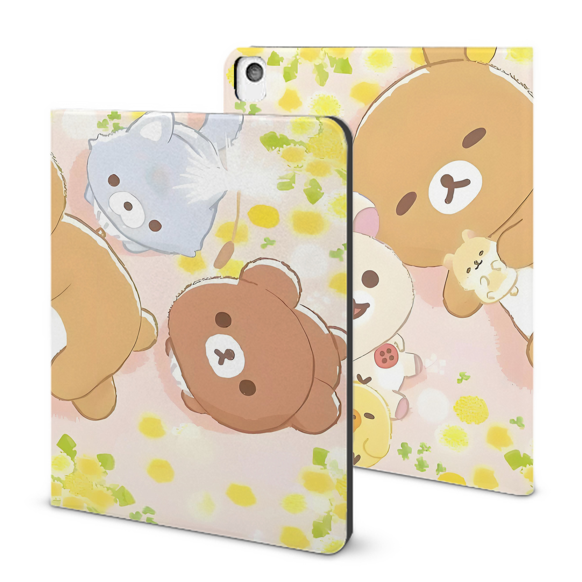 （画像用） リラックマ リラックマ キイロイトリ Rilakkuma Korilakkuma Kiiroitori IPadケース ペンホルダー付き ブックスタイルデザイン